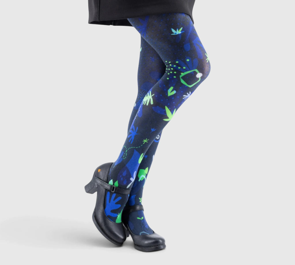 Collants fantaisie bleu et vert – Confort, style et résistance au quotidien