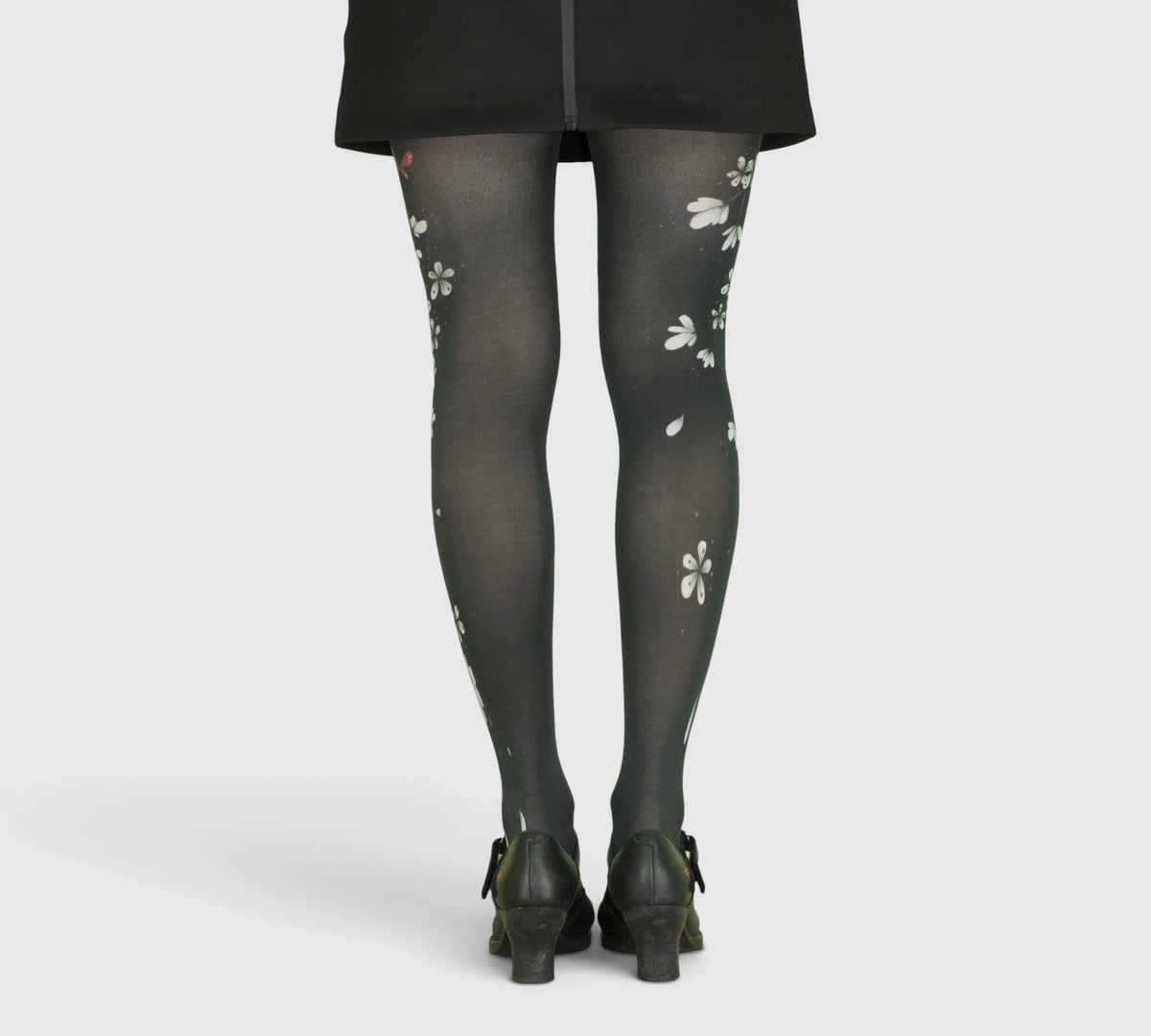 Collants fantaisie femme noirs Fleurs de cerisier