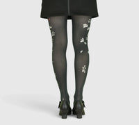 Collants fantaisie femme noirs Fleurs de cerisier