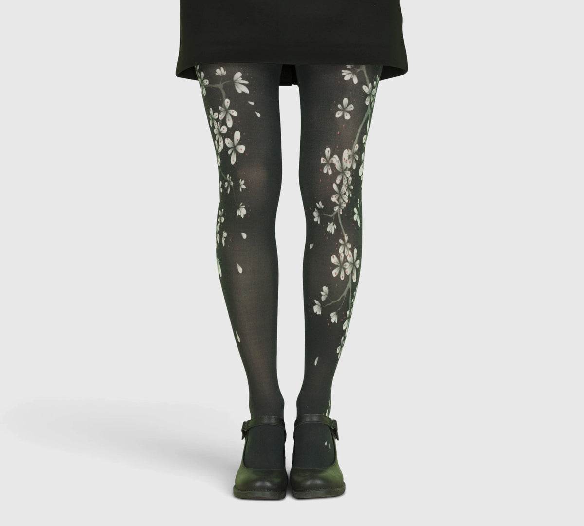 Collants fantaisie femme noirs Fleurs de cerisier