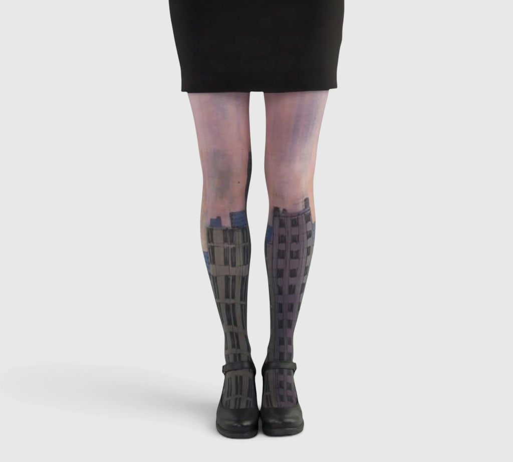Collants fantaisie femme Skyline – design urbain et artistique