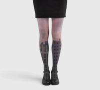 Collants fantaisie femme Skyline – design urbain et artistique