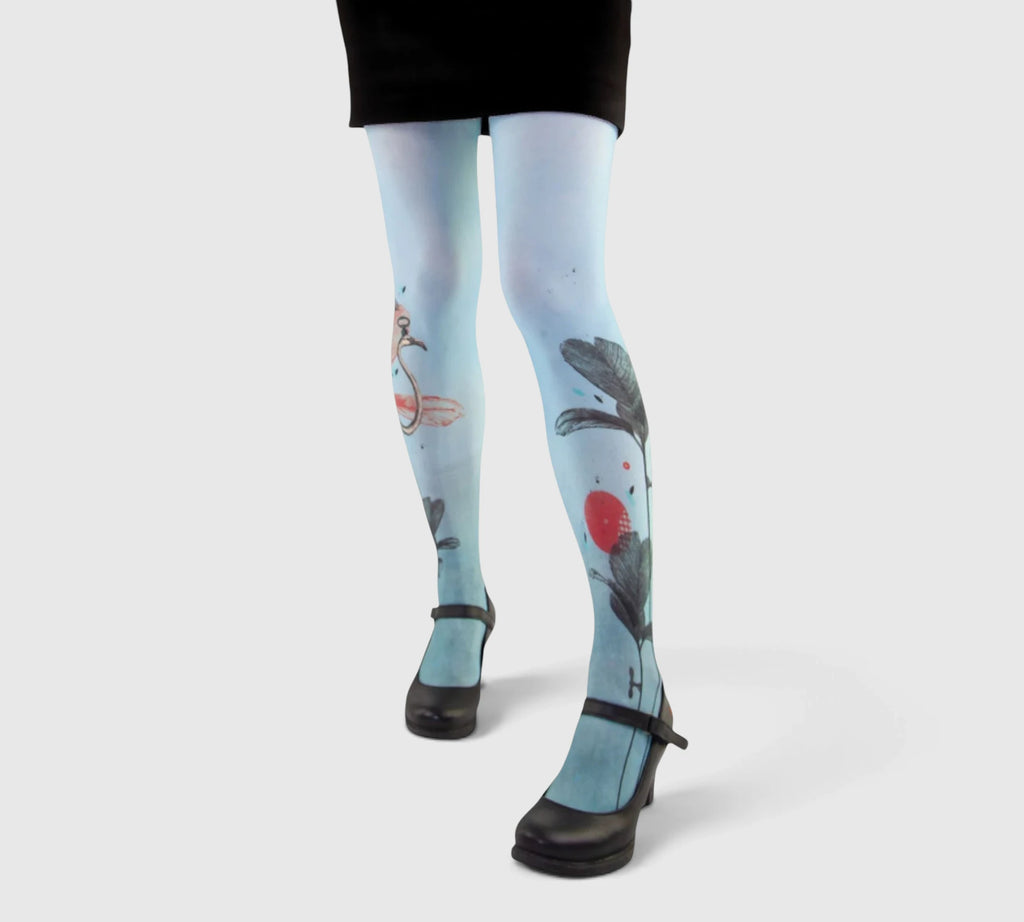 Collants fantaisie gris Liligambettes imprimé flamant