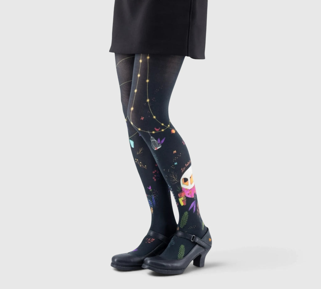 Collants bohème noir avec motif original