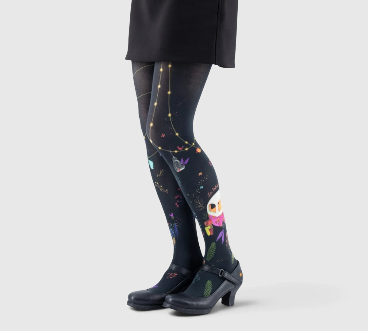 Collants bohème noir avec motif original