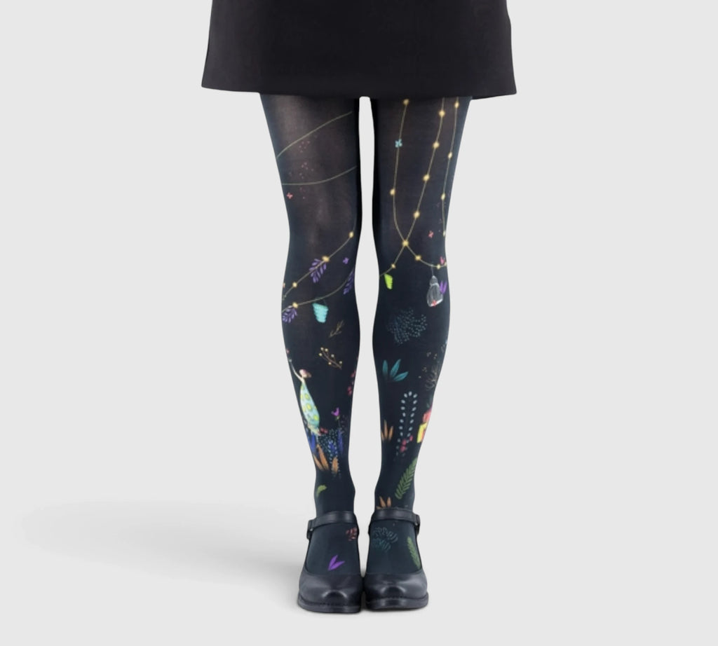Collants bohème noir avec motif original