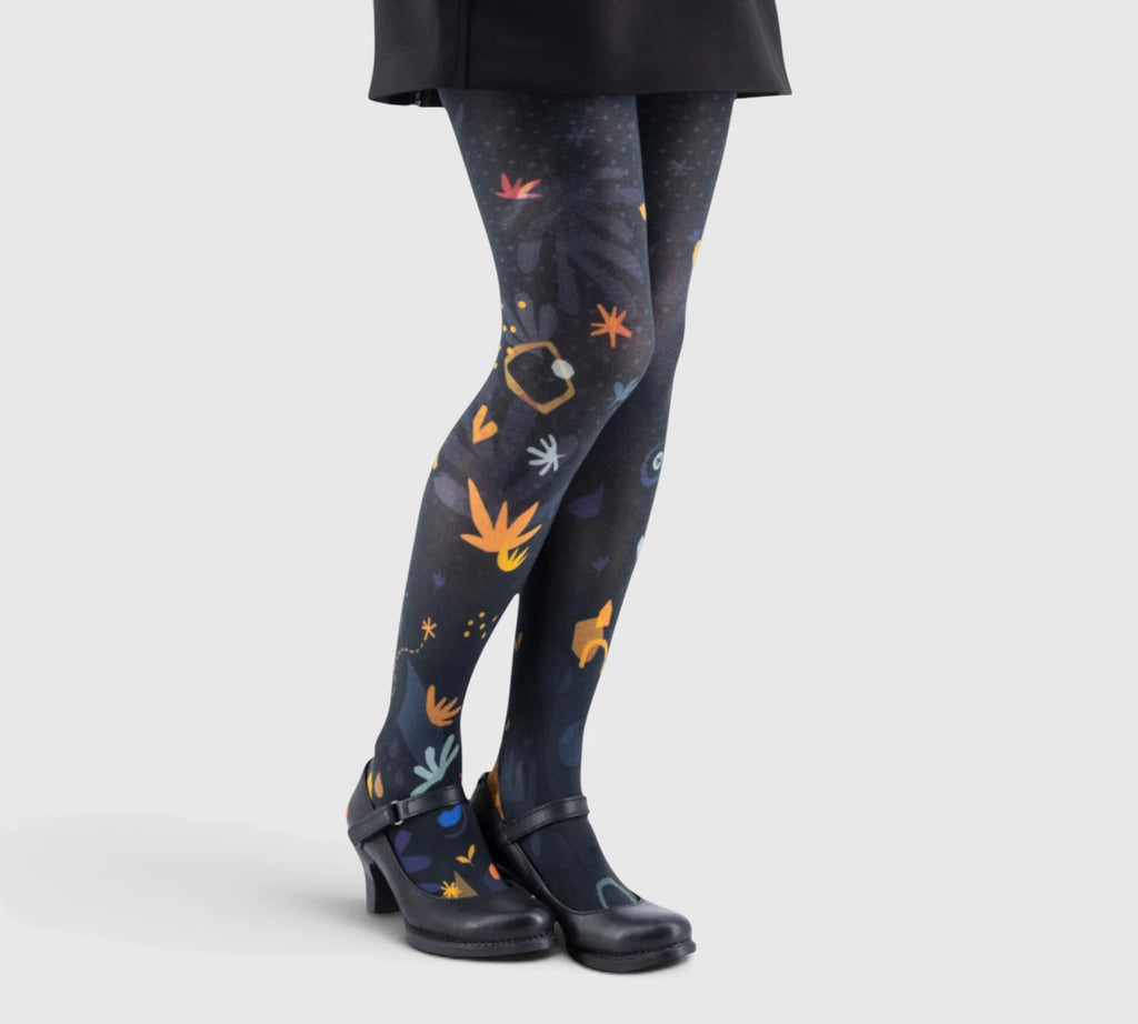 Collants fantaisie noirs résistants, confortables et haut de gamme.