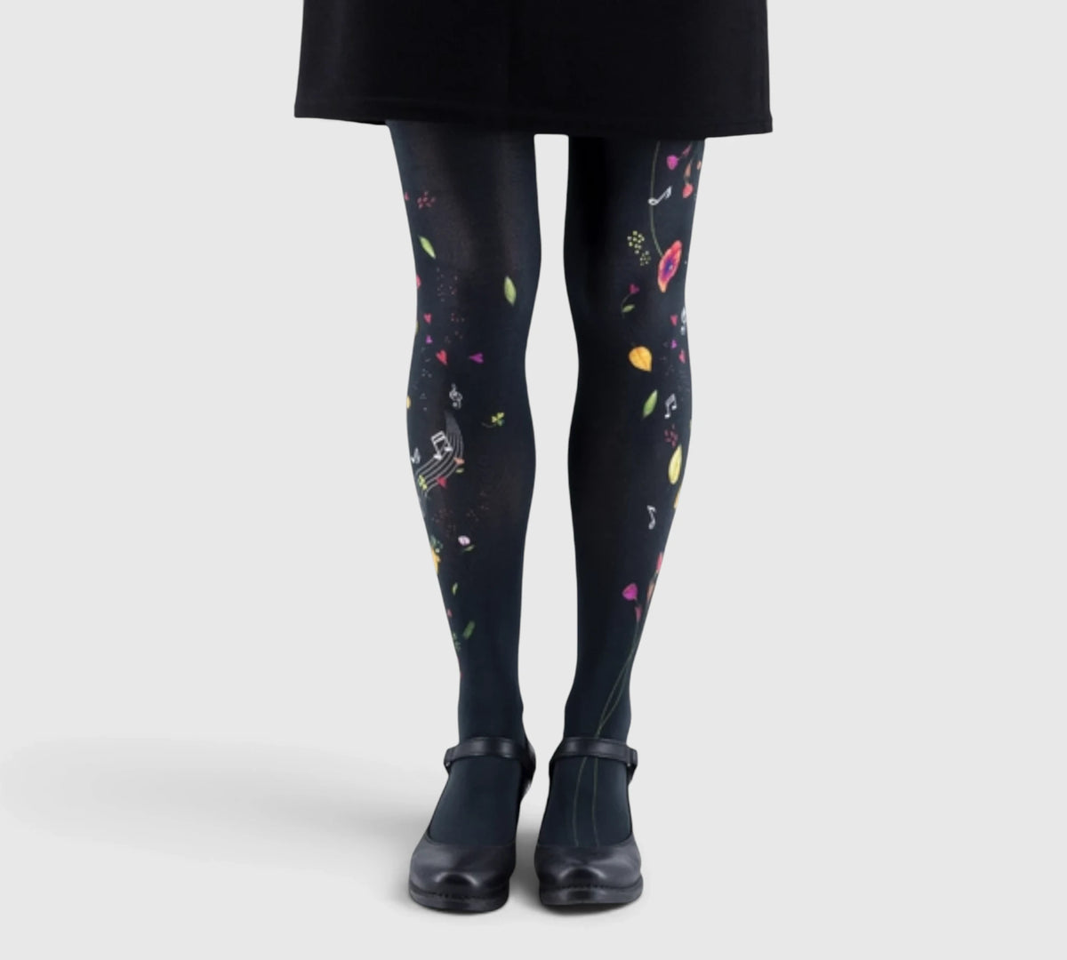 Collants fantaisie résistants – Motif musical et floral, qualité premium