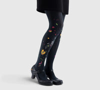 Collants fantaisie résistants – Motif musical et floral, qualité premium