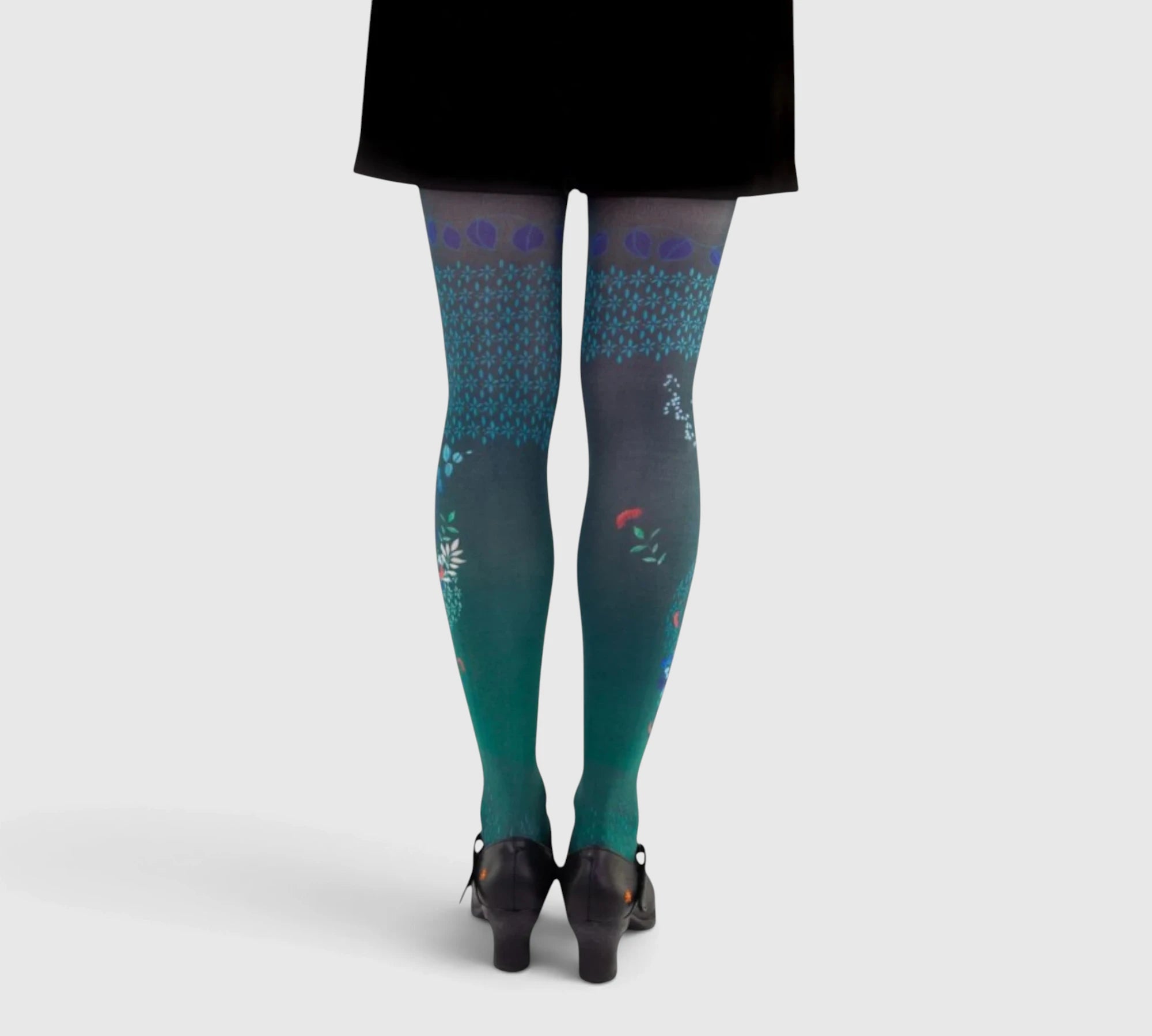 Collants floraux verts et bleus élégants femme