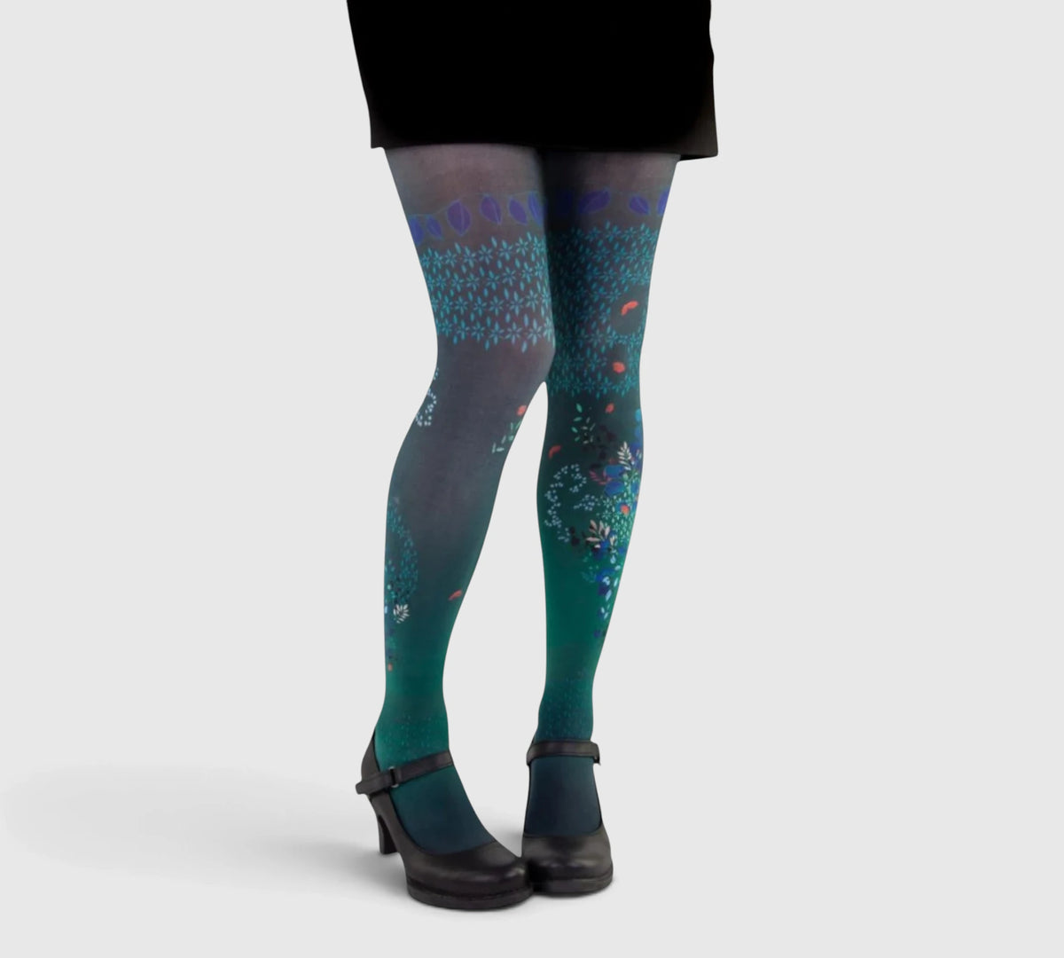 Collants floraux verts et bleus élégants femme