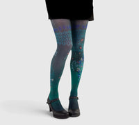 Collants floraux verts et bleus élégants femme