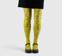 Collants fantaisie jaunes – design floral éclatant