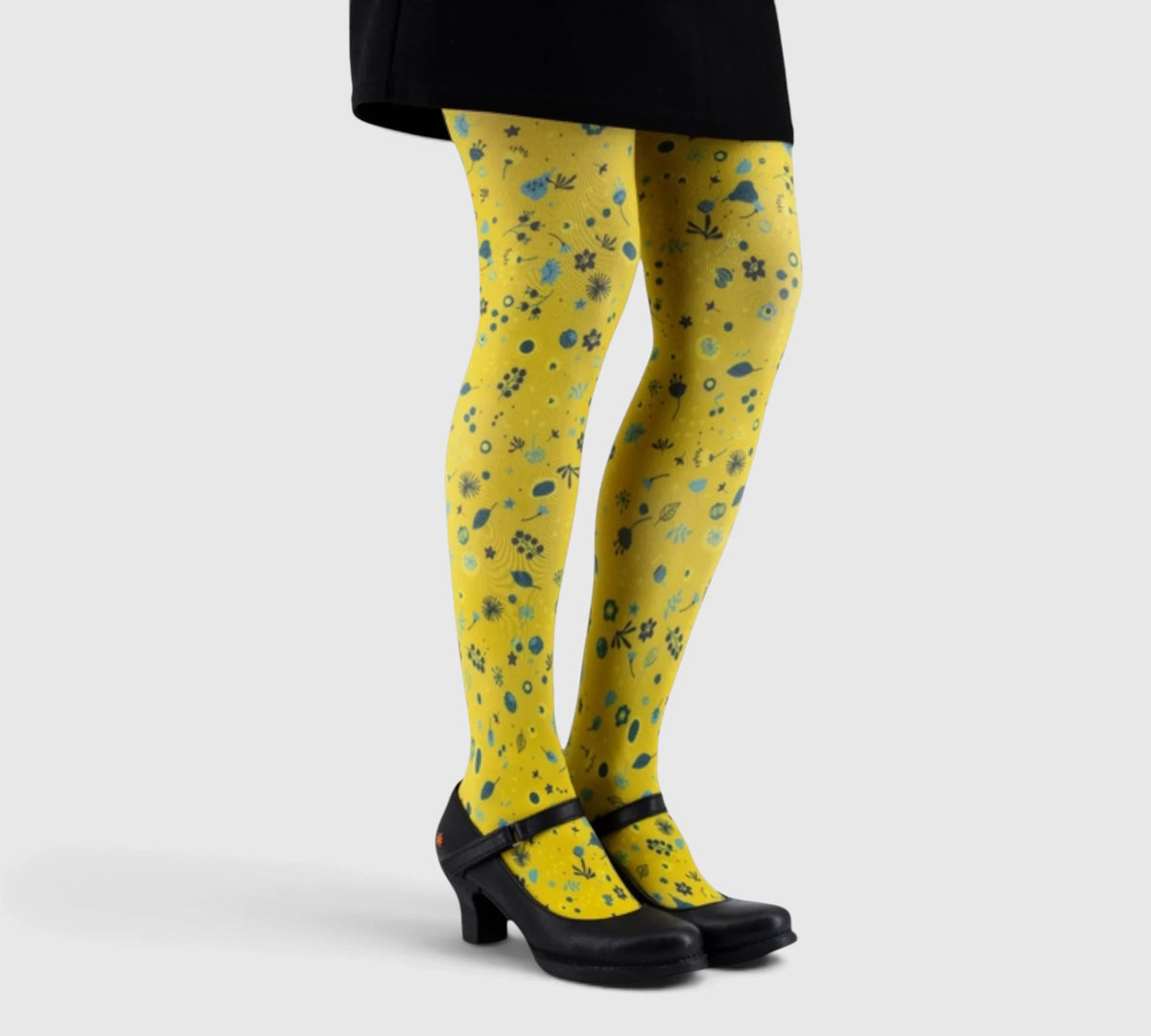 Collants fantaisie jaunes – design floral éclatant
