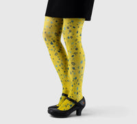 Collants fantaisie jaunes – design floral éclatant