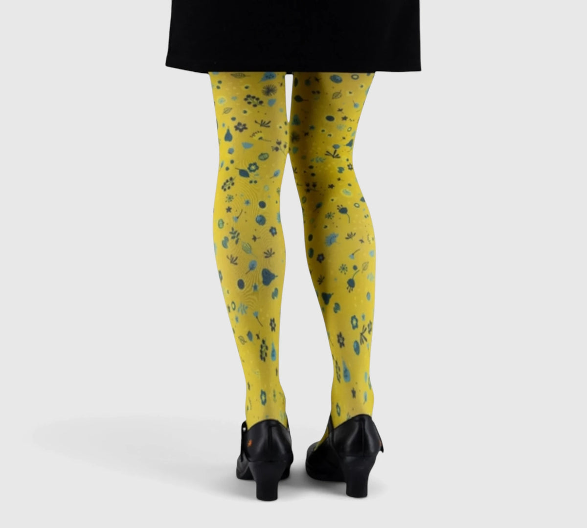 Collants fantaisie jaunes – design floral éclatant