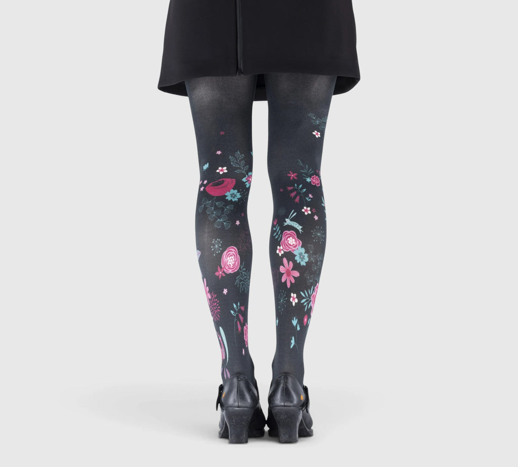 Women’s Fantasy Tights with Pink and Blue Flowers