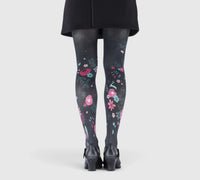 Women’s Fantasy Tights with Pink and Blue Flowers