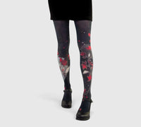 Collants noirs imprimés magnolia