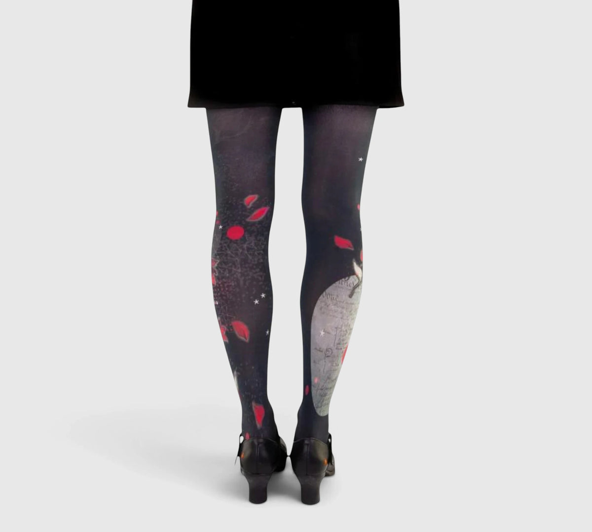 Collants noirs imprimés magnolia