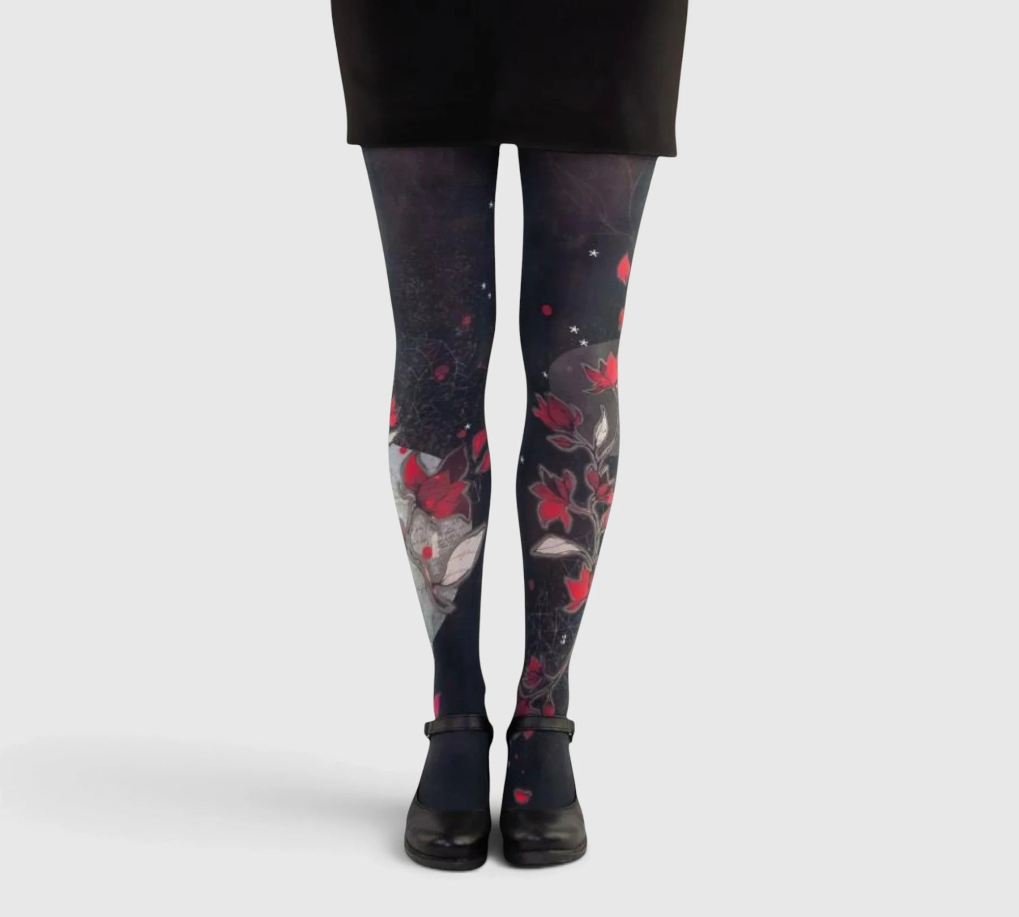 Collants noirs imprimés magnolia