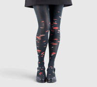 Collants noirs motif sardines rouges - Style original et qualité durable
