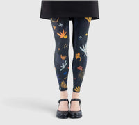 Leggings fantaisie : formes abstraites et couleurs chaudes