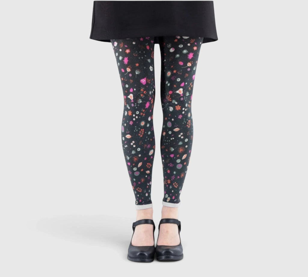 Leggings fantaisie : un motif floral multicolore