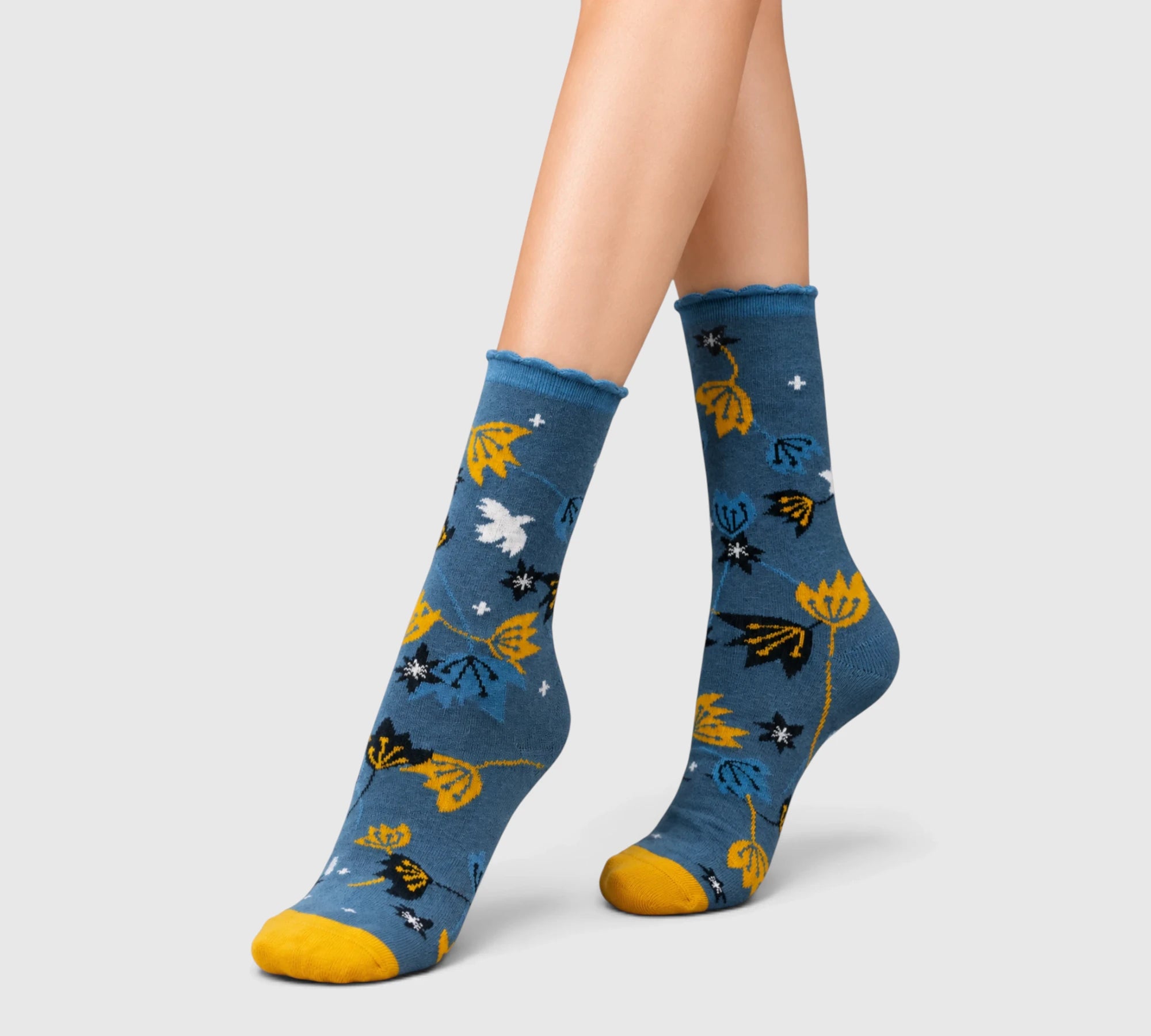 Chaussettes coton bio Crocus bleu denim
