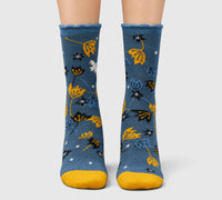 Chaussettes coton bio Crocus bleu denim