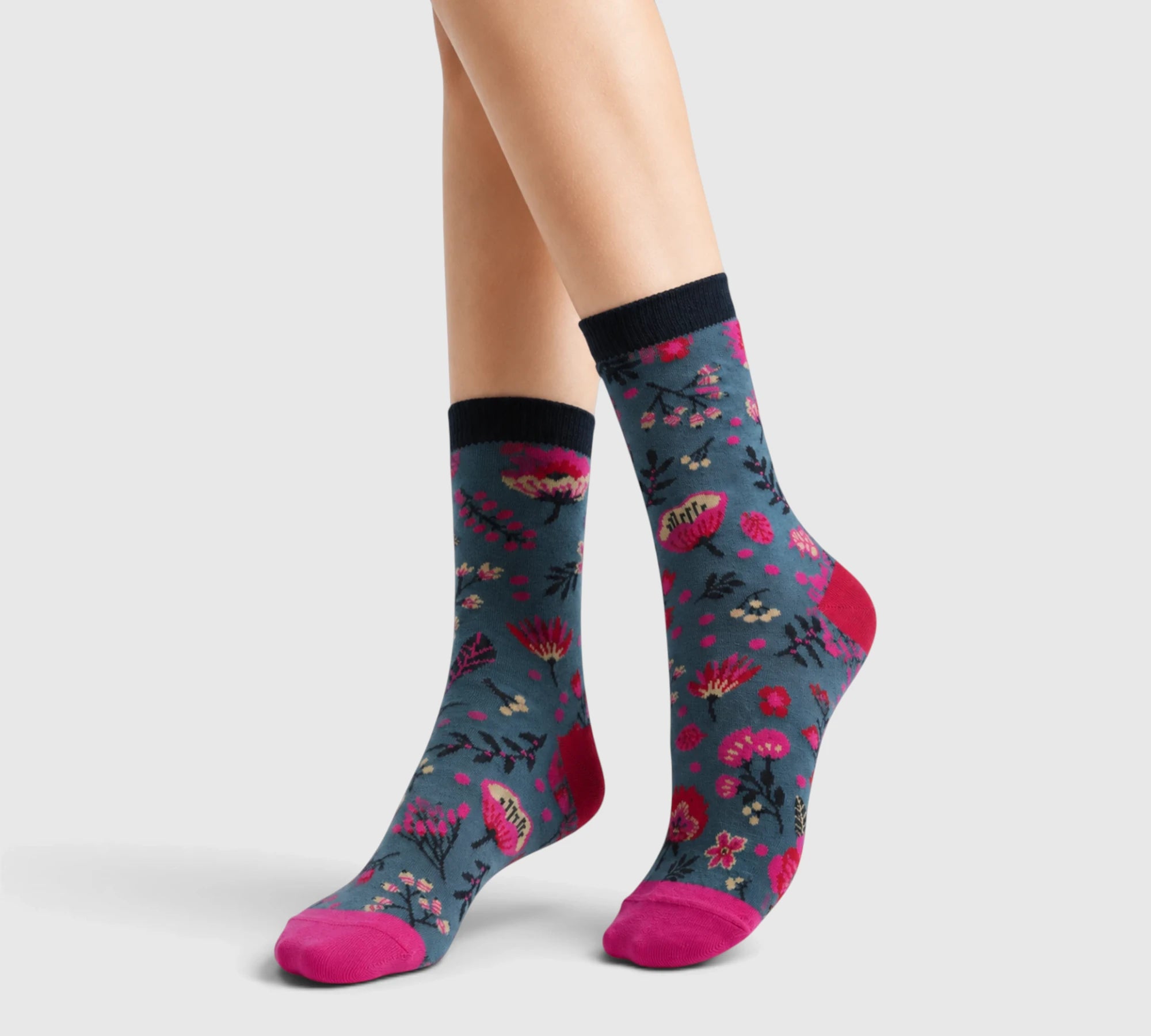 Chaussettes fantaisie florales coton bio