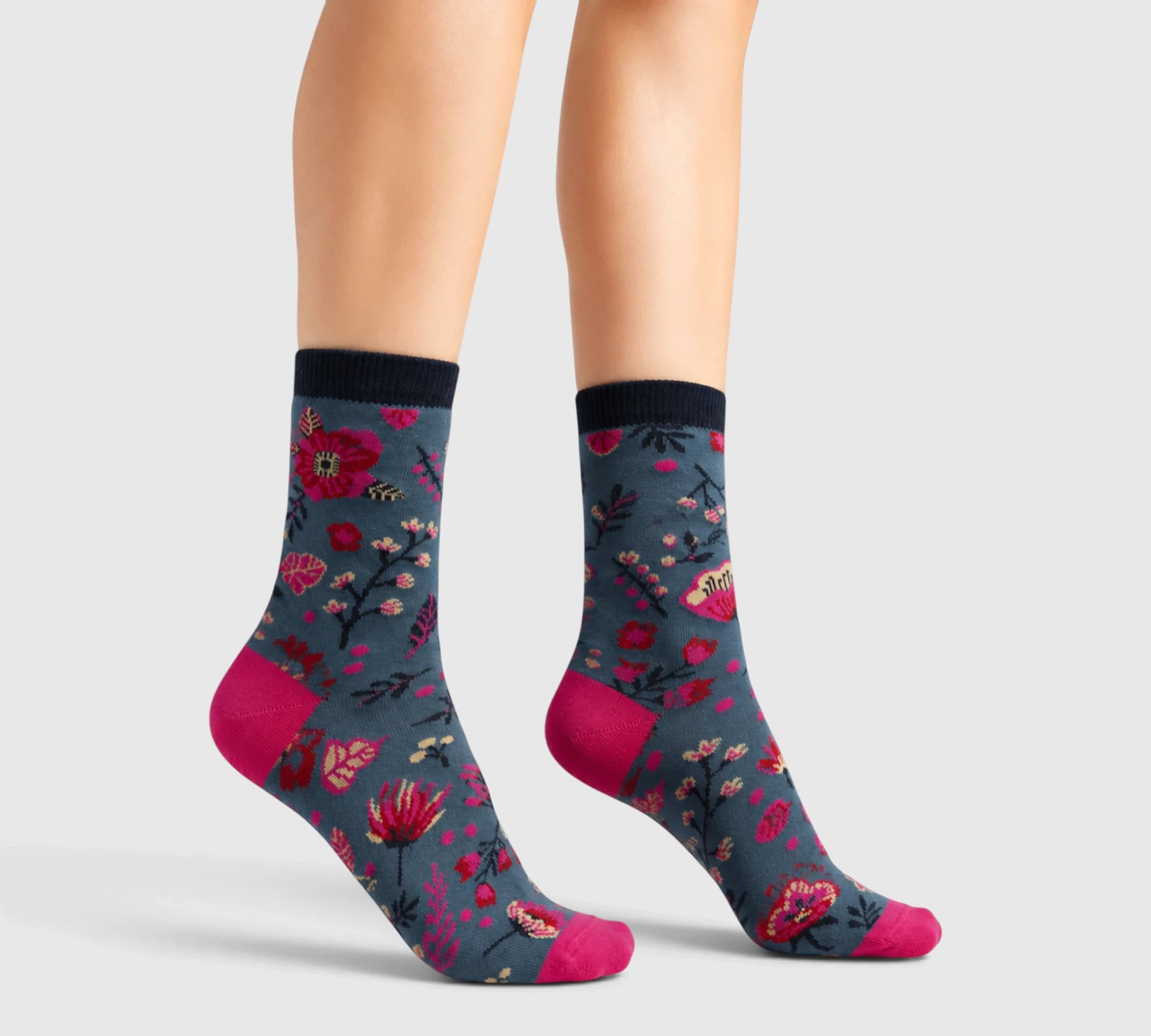 Chaussettes fantaisie florales coton bio