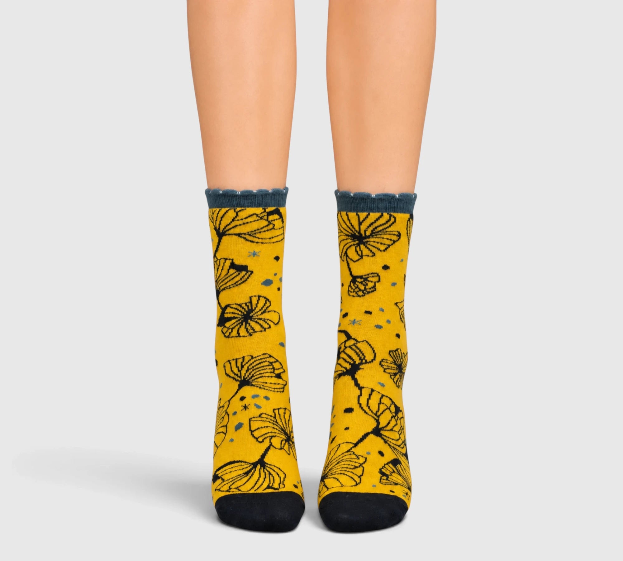 Chaussettes coton bio Ginkgo jaune