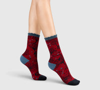 Chaussettes coton bio Ginkgo rouge femme